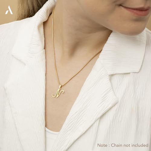 Miniatura 2 de Amberta Colgante Inicial Para Mujer Hombre En Oro De 9 K Colgante Letras De Oro Colgantes Mujer Oro Colgante Oro Sin Cadena: Colgante Letra N Oro