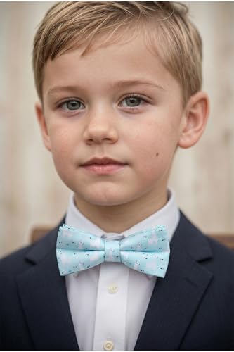 Image of HISDERN Bow Ties for Boys Pre Tied Toddler Bow Tie Adjustable Kids Bowties Clip On Fun Patterned Bowties for Wedding Party
