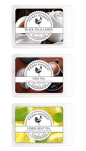 Tea Shop 3 Pack Assorted Variety Natural Soy Wax Melts 100 All American Made Farm Raised Candles Paraffin Dye Free Pet Safe Non Toxic Wax Warmer Melts