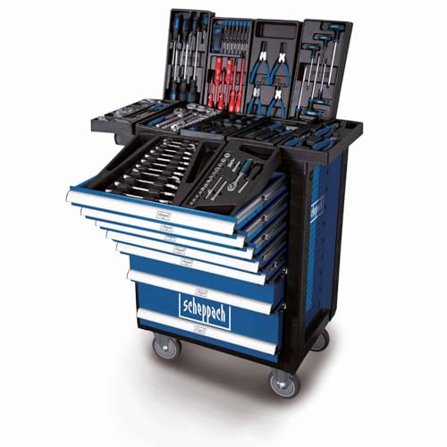 Scheppach TW1000 Workshop Trolley 263 Piece Tool Kit 7 Drawers Lockable 450kg Load Capacity Heavy-Duty Steel Tool Chest with Wheels