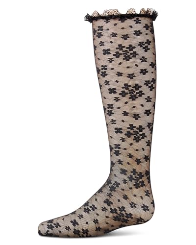 MeMoi Girls Floral Lace Mesh Knee High Sock