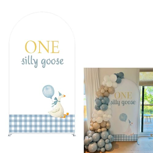 Ittsmnt Arch Backdrop Cover for One Silly Goose Baby Shower Arch Stand Stretchy Cover First Goose Kids 1st Birthday Party Fiesta Decorations (7.2x4ft Cover,981)