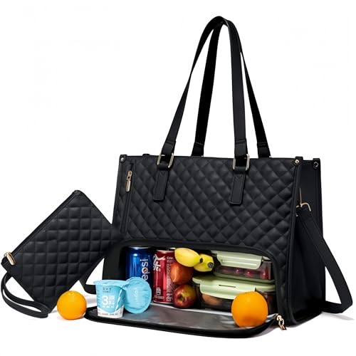 Nxwbag 2 in 1 Tote Bag Lunch Bag Combo for Women/Men, 15.6 Inch Insulated Laptop Tote with Leak-Proof Compartment - Stylish Work Bag for Office, College, Travel & Gifts.