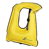 OMOUBOI Unisex Adult Portable Inflatable Canvas Life Jacket Snorkel Vest for Diving Safety