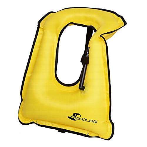 Omouboi Inflatable Snorkel Vest Men Women with Crotch Strap Snorkeling Vest for Adults-Yellow