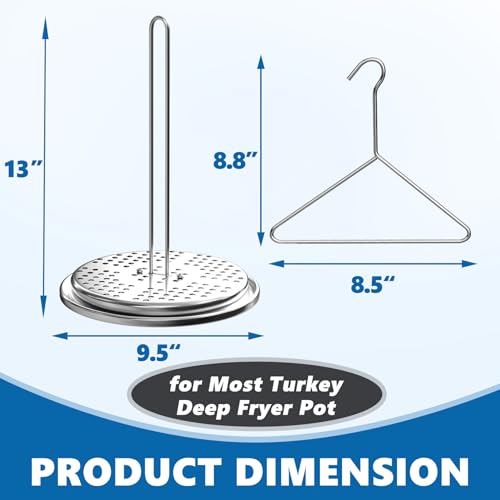 Image of SafBbcue Turkey Fryer Stand Kit Vertical Chicken Roasting Stand Chicken Rack Roaster Turkey Fryer Accessories Kit with Lifter Hook, Holder Base for Deep Fry Pot