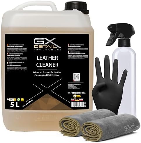 GxDetail Limpiador de Cuero y Piel 5 Litros - Limpia, protege y ayuda a mantener las superficies nuevas - Limpiador de Asientos de coche de Cuero - Leather Cleaner - Fácil Aplicación.