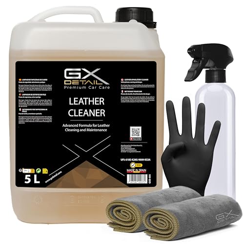 GxDetail Limpiador de Cuero y Piel 5 Litros   Limpia, protege y ayuda a mantener las superficies nuevas   Limpiador de Asientos de coche de Cuero   Leather Cleaner   Fácil Aplicación.