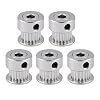 Richer-R 5 x GT2 tandriemschijf, 5 stuks 2GT 5 mm/8 mm boring, 20 tanden, aluminium tandriem, spanrollen, tandriemwielset, voor 3D-printer, zilver (5 mm)