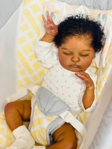 Enjoy with Love Neue 19inch Laura Neugeborenes Baby Größe bereits beendet Reborn Baby Puppe 3D Haut Hand detailliert gemalt dunkle Haut sichtbare Venen – Bild 6