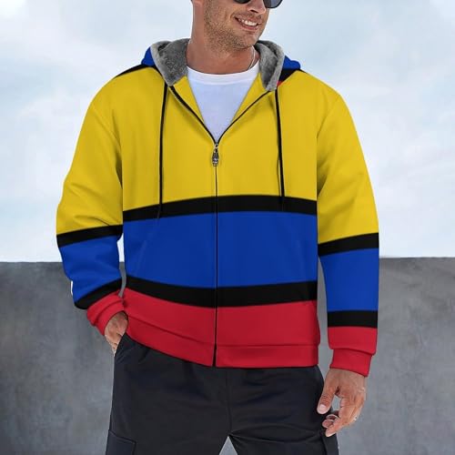 Doublure peluche imprimé drapeau Colombie veste homme chaude - 2