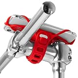 【Bone】Bike Tie Pro 4 自転車 スマホホルダー シリコン製 ステム用 スマートフォンホルダー, 携帯ホルダー, 自転車すまほホルダー, ケータイホルダー, smartphone holder, 落下防止, 防振, 振動吸収, 滑り止め, 簡単取付, ロードバイク, bike phone mount, iPhone, android, 4.7〜7.2インチ 縦型 赤レッド