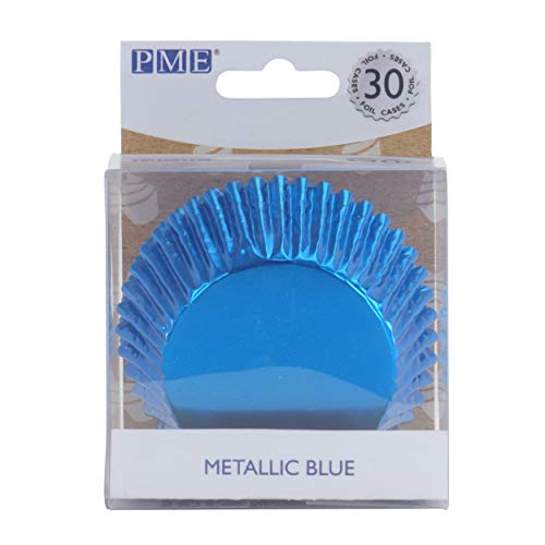 PME - Metallic-Backformen für Cupcakes - Blau, Packung mit 30 Stück