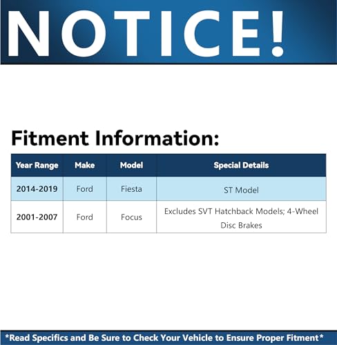 Image of Detroit Axle - Rear Brake Kit for 2001-2007 Ford Focus 2014-2019 Fiesta | Disc Brake Rotors Ceramic Brake Pads Replacement 9.96 inch inch Rotor