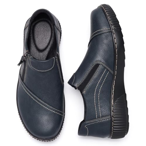 Image of Women Casual Slip on Leather Loafers Dress Walking Shoes
