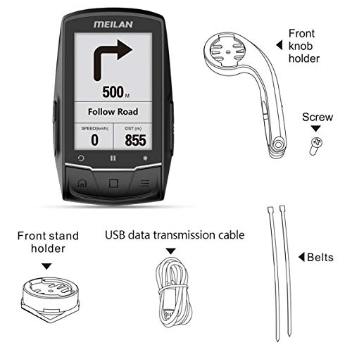 MEILAN Finder GPS Bike Computer Cycling Computer Support ANT+/BLE Speed Cadence Heart Rate Monitor Sensors and Power Meter Turn-by-Turn Navigation no Offline Map