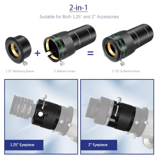 Astromania lentille de Barlow pour télescopes, 2" Ed 2X Dual Power – vue 4