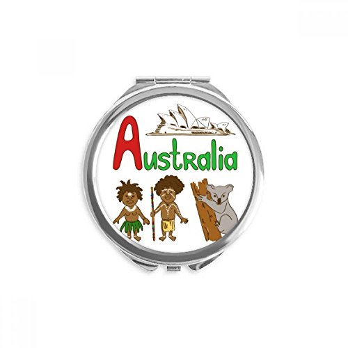 Miroir rond maquillage de poche motif symbole national australie 2,6x2,4x0,3 pouces