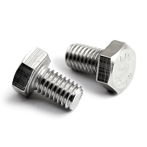 Image of M5-0.8 x 10mm Hex Head Screw Bolt, 18-8 (304) Stainless Steel, Fully Threaded, Plain Finish, Quantity 60