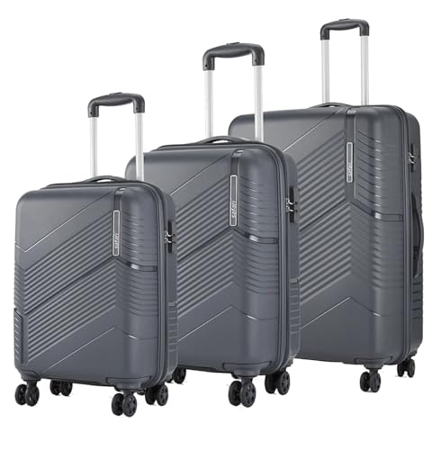 Image of Safari Polypropylene Spinner Carter Hard-Sided Suitcase 5 Years Warranty Luggage Set of 3 Trolley Bags(55 & 67 & 76 cm)(Dark Grey)