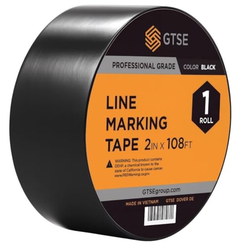 Image of GTSE - Black Vinyl PVC Floor Tape 2 inch x 108ft Safety Marking Tape
