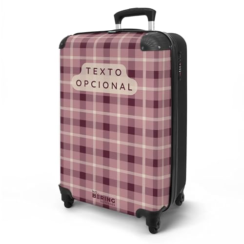 NoBoringSuitcases.com® Maleta de Mano 55x40x20 Personalizada - Maleta con Ruedas, Ligera, Equipaje de Cabina Tipo Trolley con Motivo de Cuadros Preppy en 6 Diseños, Apta para Viajar en Avión