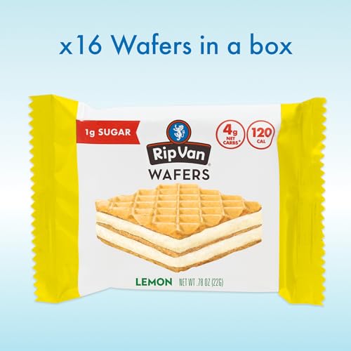 Rip Van Wafels Lemon Cookies, 16 Count, 1G Sugar, 4G Carbs, Vegan, Keto Friendly, Low Calorie thumb #1
