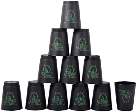 Peifun Stacking Cups,Upgrade 12 Pack Large Quick Stacks Cups Set Training Game for Challenge Competition Travel Party Gift-Black