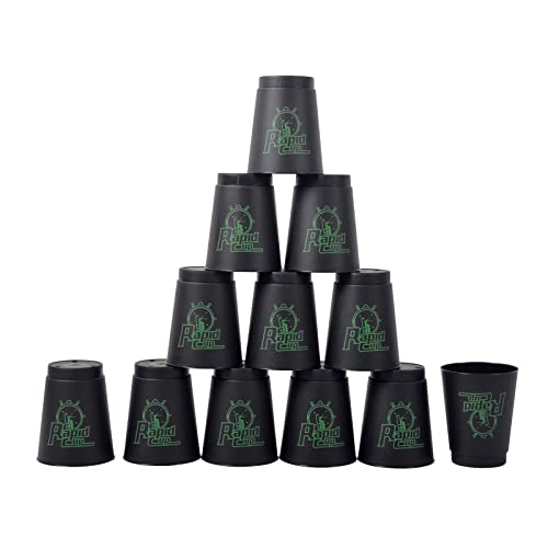 Peifun Stacking Cups,Upgrade 12 Pack Large Quick Stacks Cups Set Training Game For Challenge Competition Travel Party Gift-Black #TOP2