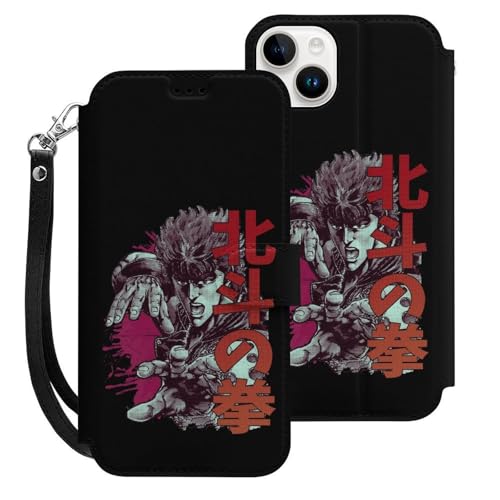 北斗の拳 iPhone15 Plus用ケース 手帳型 財布型 スマホケース カード収納 PUレザー おしゃれ アイフォン15 Plus用ケース 全面保護 マグネット式 耐衝撃 脱着簡単