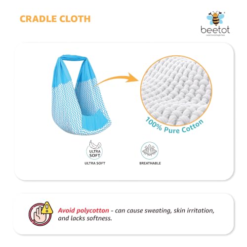 Image of Premium Swing Cradle Set | Cradle Cloth, Padded Bed, Mosquito Net, Heavy-Duty Spring & Triangle Hanger | Up to 15 kg | Blue