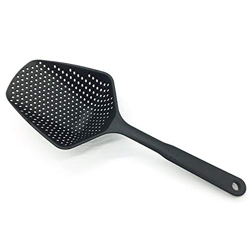 PULABO Passoire Spoon, grande écumoire de crépine résistante à la chaleur en plastique antiadhésive pour les aliments à frire, pâtes, spaghettis, nouilles noires créative et utile pratique