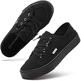 hash bubbie Women's Slip on Shoes Canvas Shoes Non Slip Fashion Canvas Sneakers for Women Low Top Loafers（Full Black.US8）
