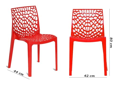 Image of activa Web Designer Plastic Chair for Home, Office and Restaurant and Cafe|Armless Chair for Dining Room| Heavy Duty Outdoor Plastic Chair | Designer Balcony Chair (Red, Set of 1)