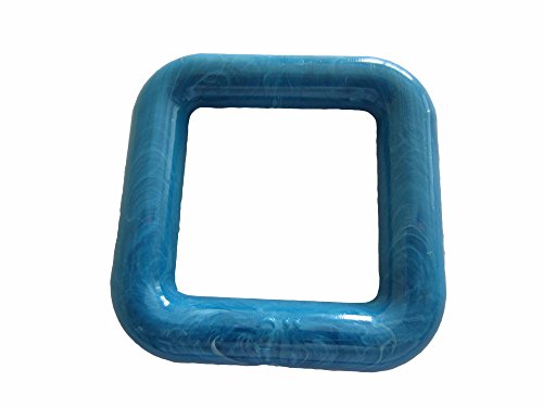 2 inch Square Plastic Macrame Craft Ring, Set of 10 Rings (Columbia Blue Marble)