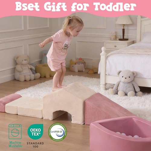 Image of STAOLENE 5PCS Foam Climbing Blocks for Toddlers 1-3 | Montessori Indoor Play Gym with Ball Pit & House Module, Soft Climb and Crawl Activity Set for Kids(Balls Not Included)