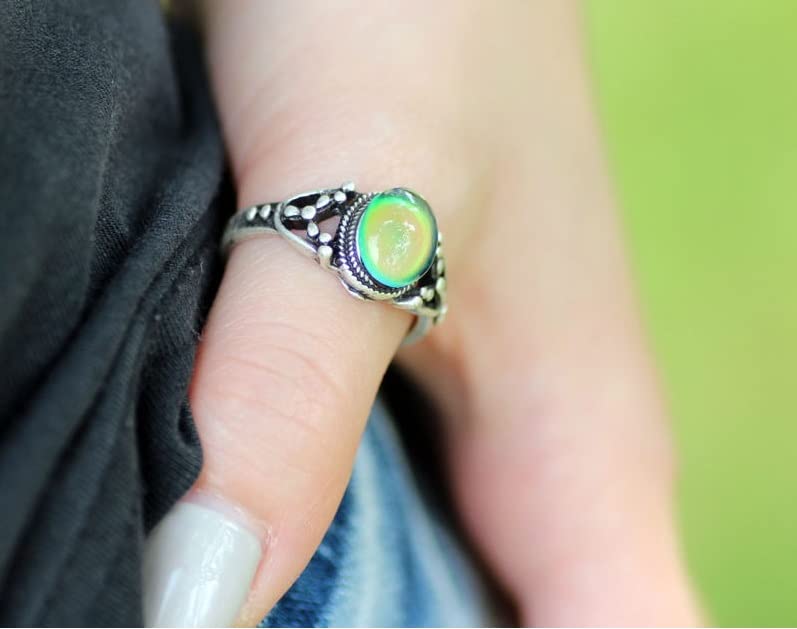 SALAN 2 Uds Anillos De Estado De Ánimo Que Cambian De Color Chapados En Plata Antigua Que Cambian La Temperatura Del Color Conjunto De Anillos De Sensación De Emoción Para Mujeres/hombres
