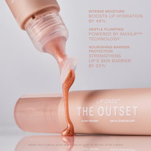 Image of The Outset Lip Oasis Hydrating Lip Balm, Glossy Moisturizing Lip Treatment for Dry, Sensitive Lips, Clean, Vegan & Gluten-Free, Skinny Dip, 0.3 oz