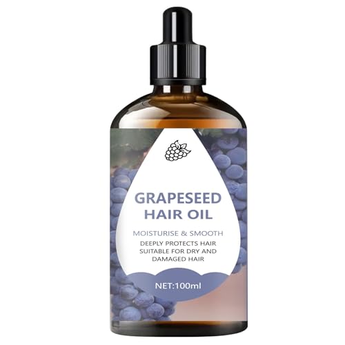 Traubenkernöl für Haar & Haut – Kaltgepresste Leave-In-Pflege, leichtes, feuchtigkeitsspendendes Serum für Frizz-Kontrolle, Glanz und Spliss-Reparatur – nicht fettend, für alle Haartypen (1 PC)