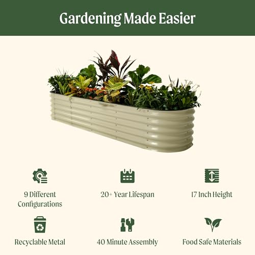 Vego garden Raised Garden Bed Kits, 17" Tall 9 in 1 8ft X 2ft Metal Raised Planter Bed for Vegetables Flowers Ground Planter Box-Olive Green by Vego garden - Image 3