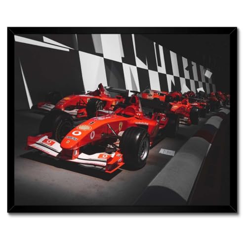 Voiture de course poster encadré blanc 50x40 déco murale H7078M