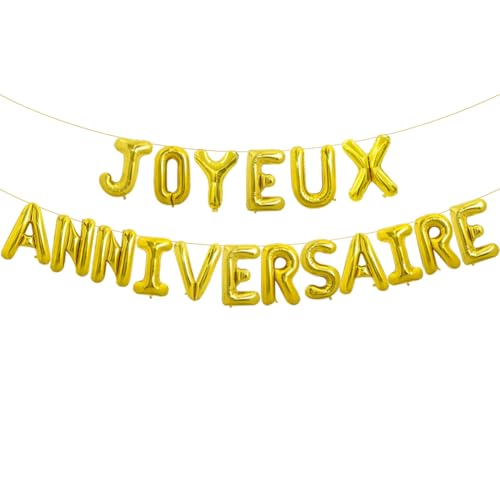 Une banderole ' Joyeux anniversaire ' associée à des ballons en aluminium constitue une décoration de fête d'anniversaire convenant aussi bien aux hommes...