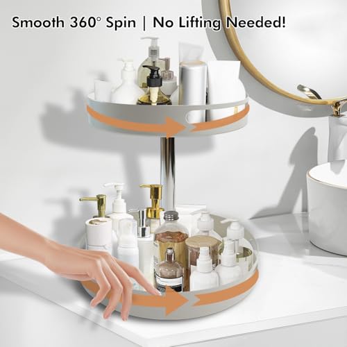 Plateau de bain rotatif 360 à 2 niveaux pour optimiser le rangement du comptoir - 4