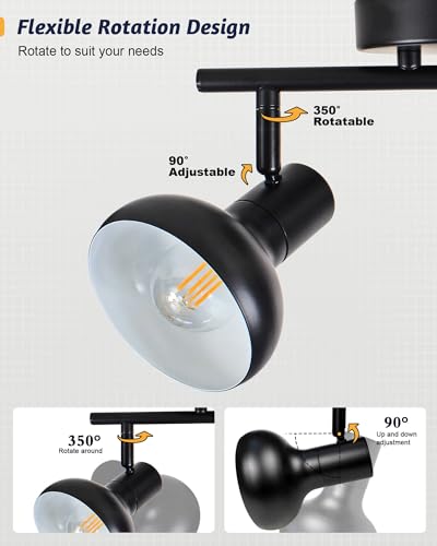 Image of HiBay 2-Light Track Lighting, Modern Directional Ceiling Light Fixture Black, Ceiling Track Spotlight Indoor for Bedroom Kitchen Living Room, E12 Base (Bulbs Not Included)