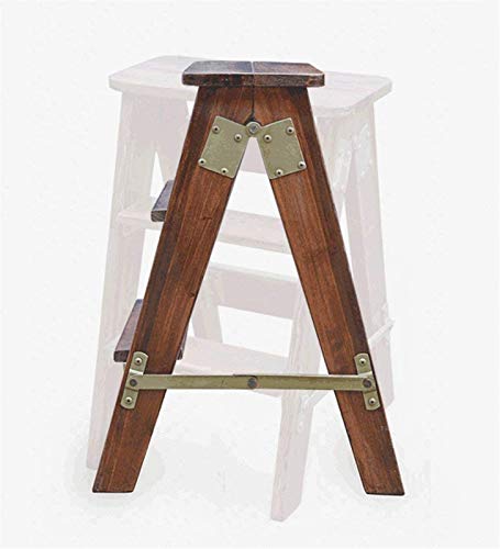 Escabeau portable tabouret échelle en bois massif double usage - 3