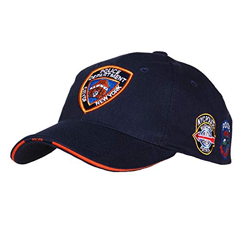 Fostex NYPD - Gorra de béisbol del Departamento de Policía de Nueva York con 7 insignias bordadas, color azul marino