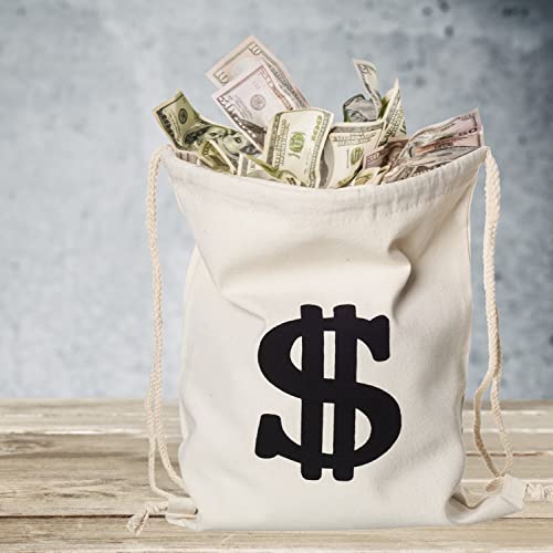 YAROMO Halloween Money Backpack Bag Robber Costume - Large Halloween Drawstring Pouch with Dollar Sign for Party Favors2