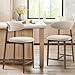 COLAMY Counter Height Bar Stools Set of 2, Kitchen Bar Stools with Back, Mid Century Modern Upholstered, with Wood Legs for Kitchen Island Dining Room, Beige