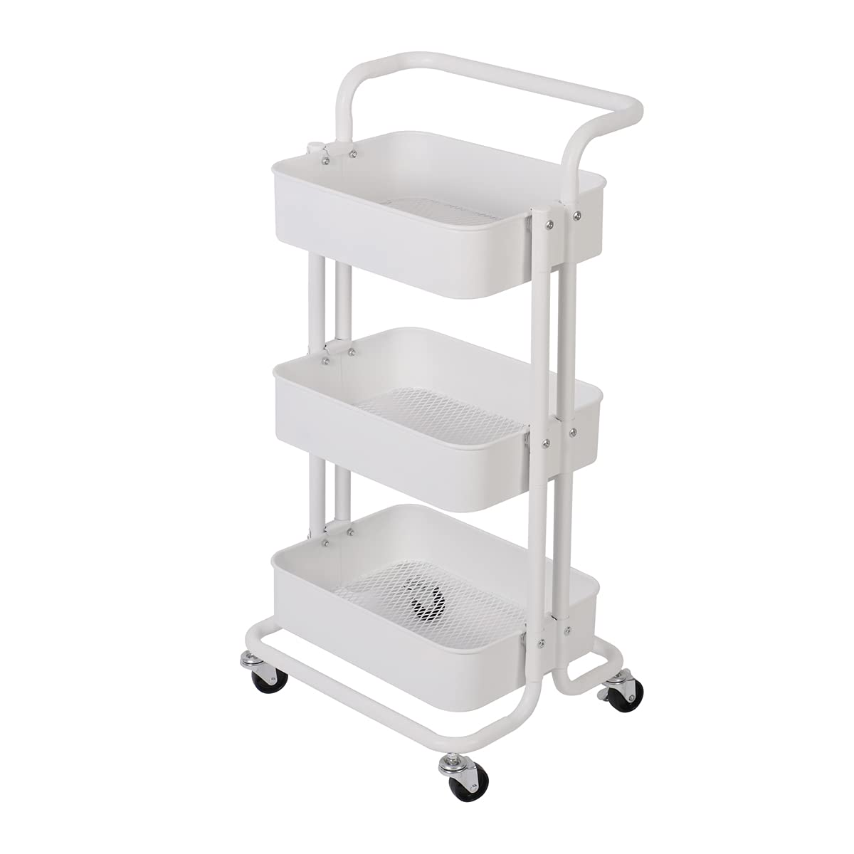 T-LoVendo Carro De Cocina Metalico con Ruedas. Carrito Auxiliar Multiuso.3 Cajones de Almacenamiento. 85x43x37cm. Ideal para Frutas, Verduras, Cocina, Salón, Oficina. Color Blanco