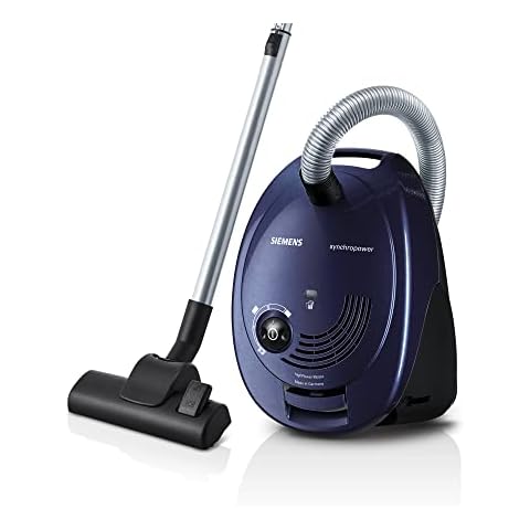 Siemens Staubsauger mit Beutel synchropower VS06A111, Bodenstaubsauger, Hygiene-Filter, Bodendüse für Hartboden und Teppich, starke Saugleistung, langes Kabel, Fugendüse, 600 W, blau Cover